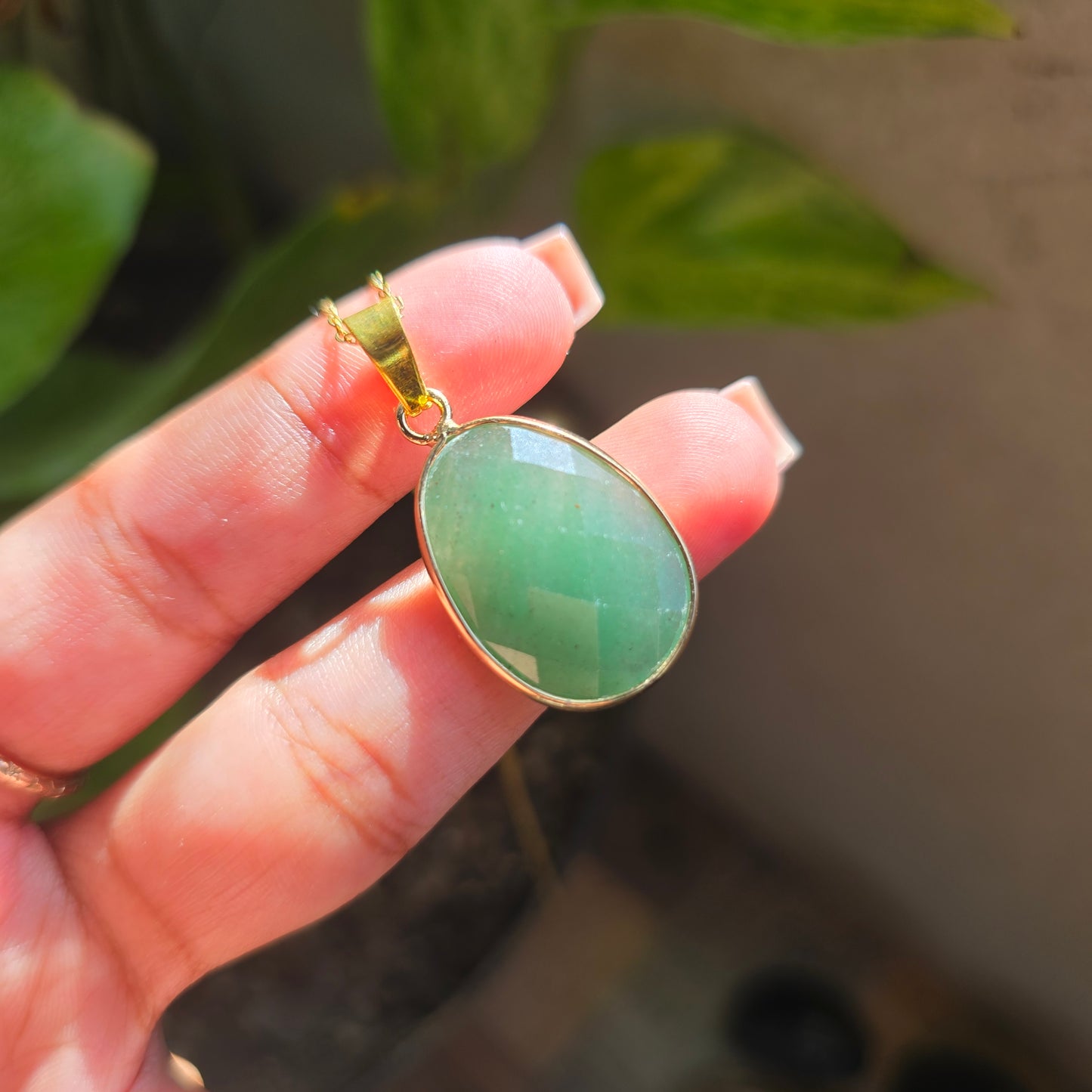 Oval Green Aventurine Pendant
