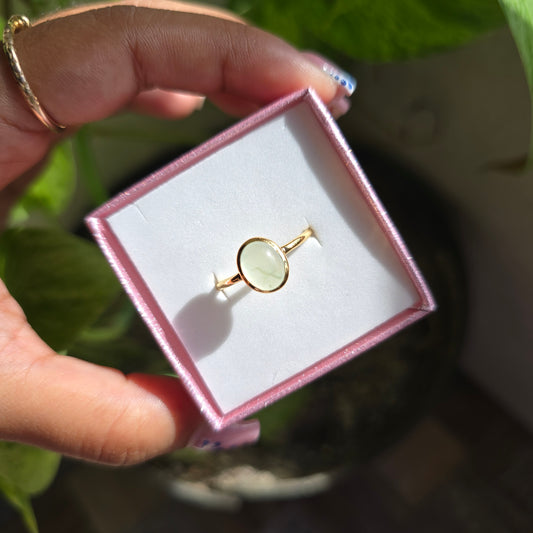 Gold Vermeil Prehnite Ring - Size 8.5