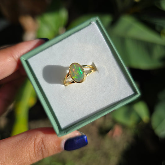 Gold Vermeil Ethiopian Opal Ring - Size 7