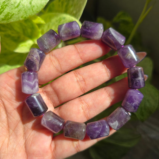 Amethyst Barrel Gemstone Bracelet