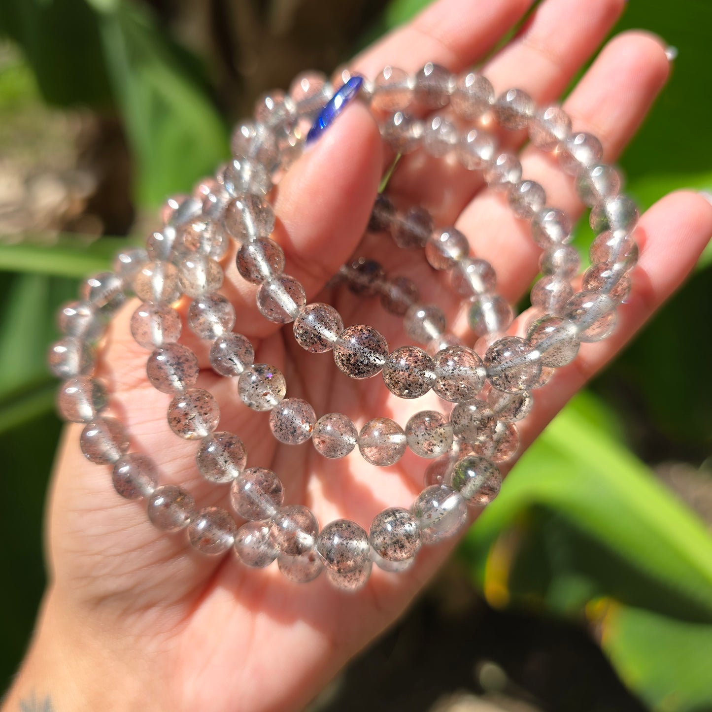 Garnet and Hematite in Quartz Gemstone Bracelet