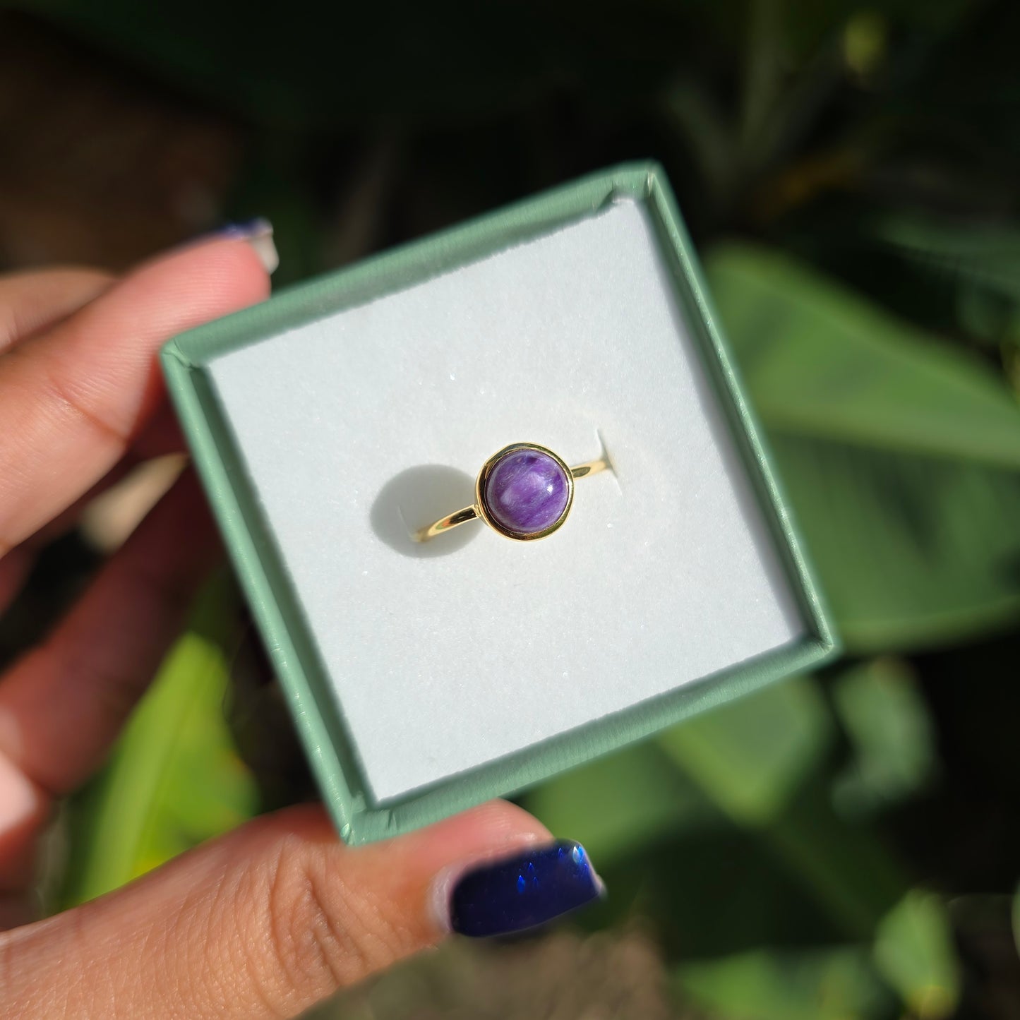 Gold Vermeil Charoite Ring - Size 5.5