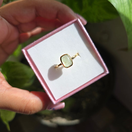 Gold Vermeil Green Kyanite Ring - Size 7.5