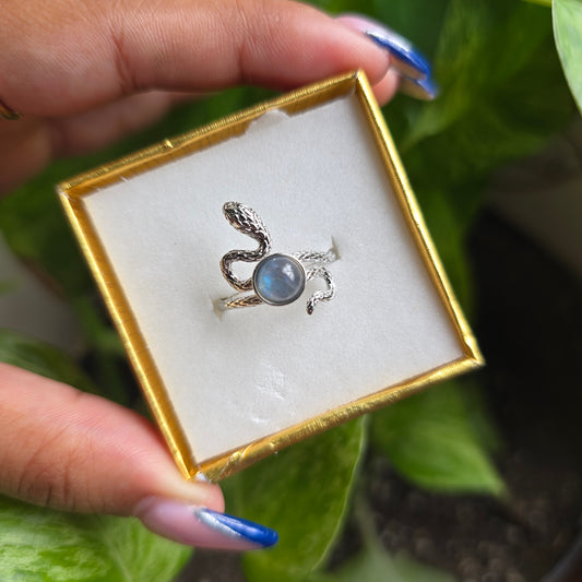 Silver Plated Labradorite Ring - Adjustable