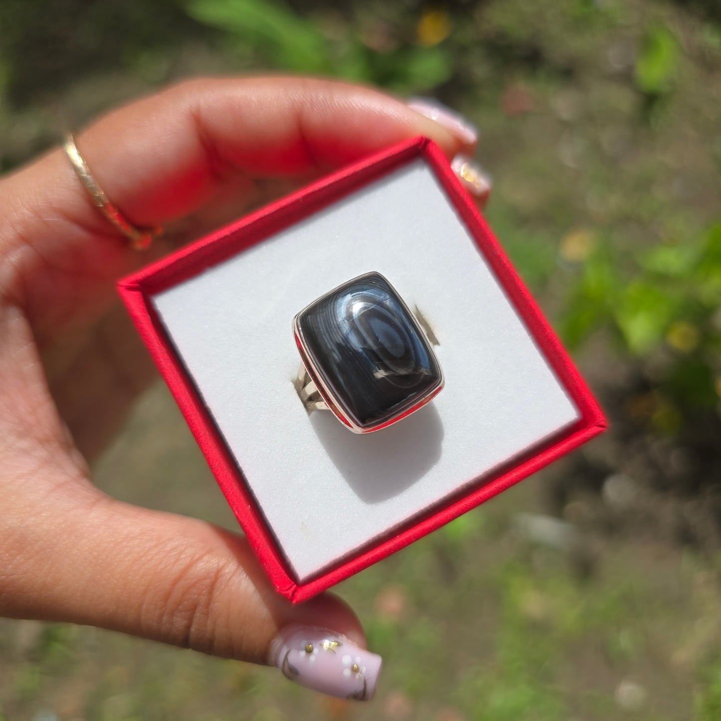 Psilomelane Gemstone Ring - Size 7