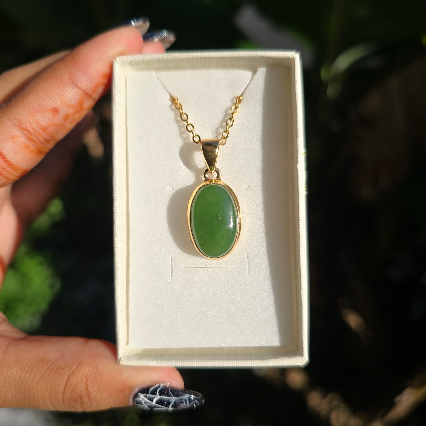 Gold Vermeil Nephrite-Jade Pendant