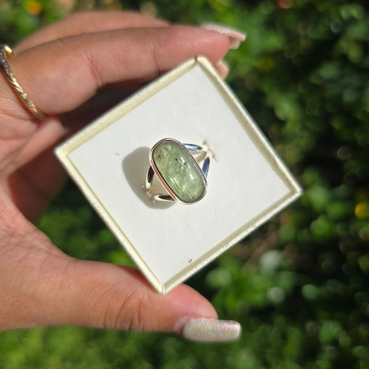 Green Kyanite Gemstone Ring - Size 10