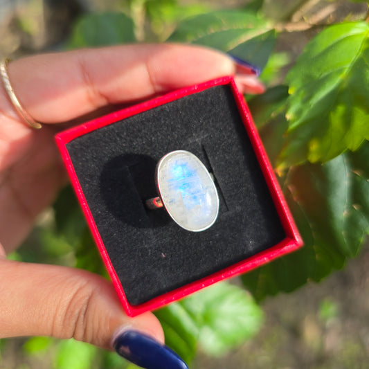 Rainbow Moonstone Ring - Size 6