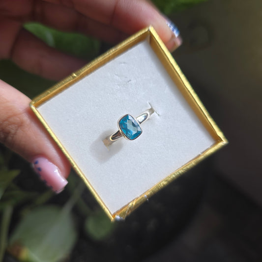 Paraiba Blue Apatite Ring - Size 8
