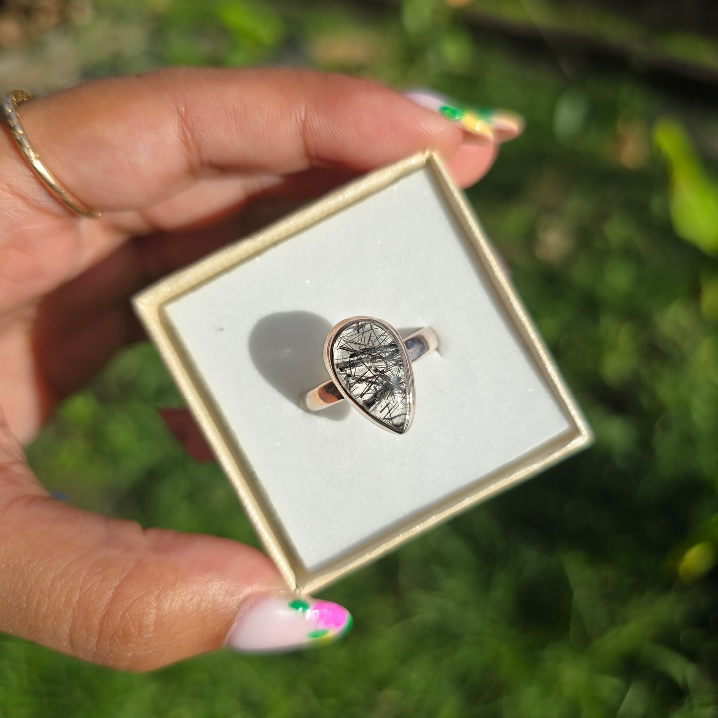 Tourmaline in Quartz Ring - Size 8.5