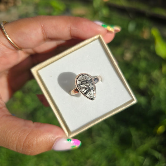 Tourmaline in Quartz Ring - Size 8.5