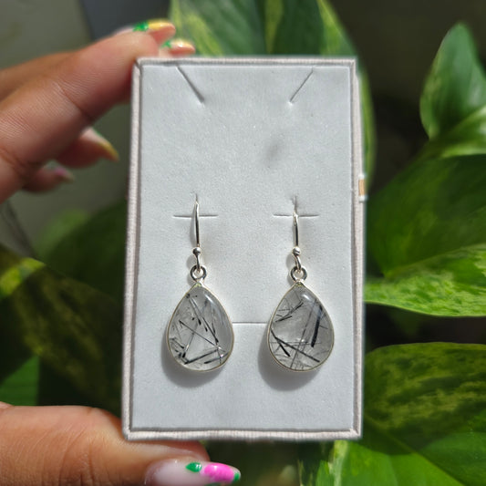 Tourmaline in Quartz Dangle Earring