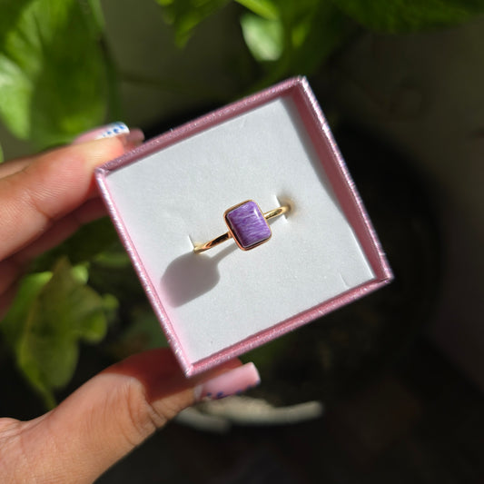 Gold Vermeil Charoite Ring - Size 10