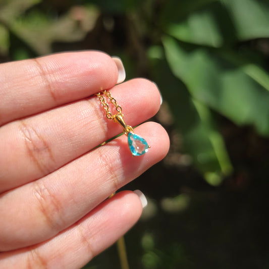 Gold Plated Blue Apatite Pendant