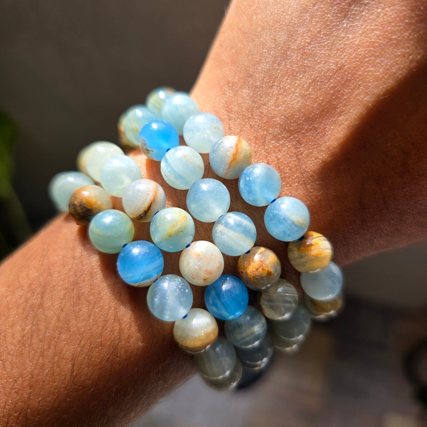 Aqua Lumarian Calcite Bracelet