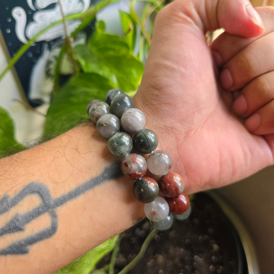 12mm African Bloodstone Gemstone Bracelet