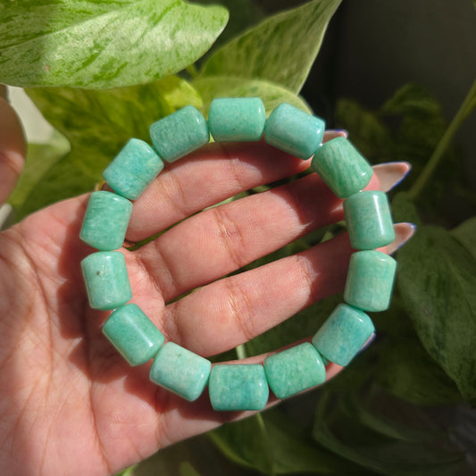 Russian Amazonite Barrel Gemstone Bracelet