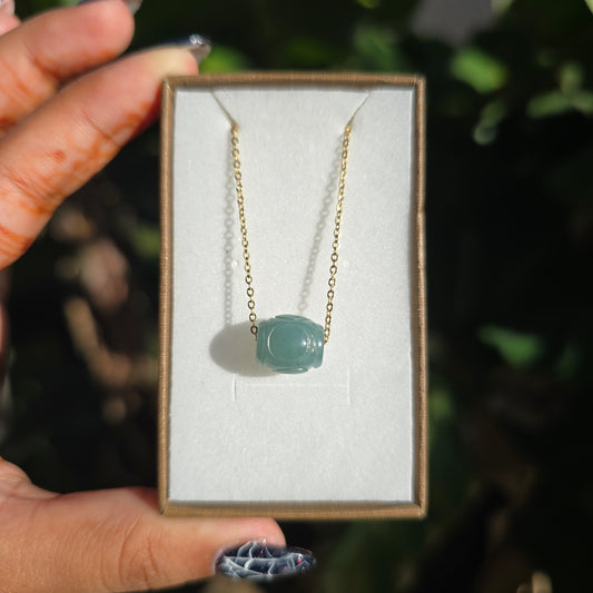High Quality Blue Guatemalan Jade Barrel Necklace