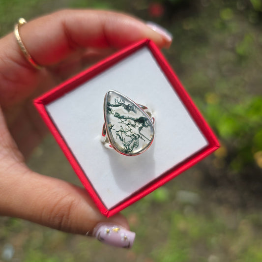 Moss Agate Ring - Size 9