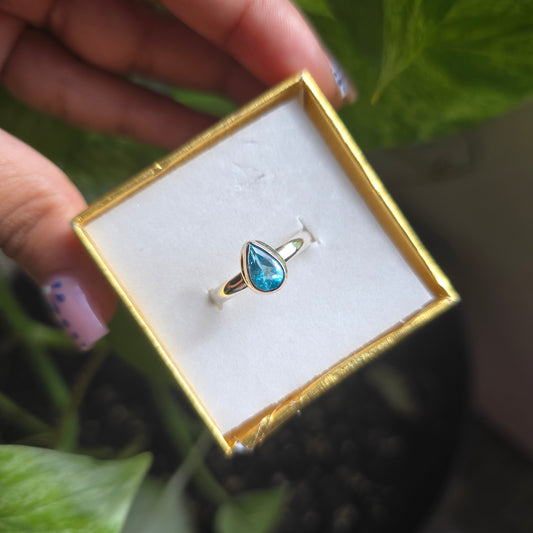 Paraiba Blue Apatite Ring - Size 8