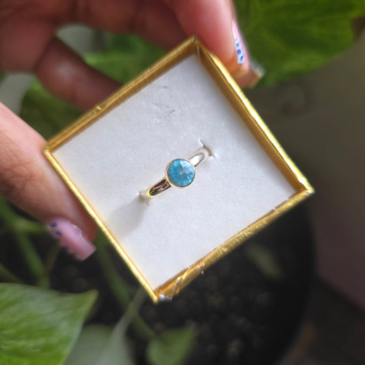Paraiba Blue Apatite Ring - Size 8