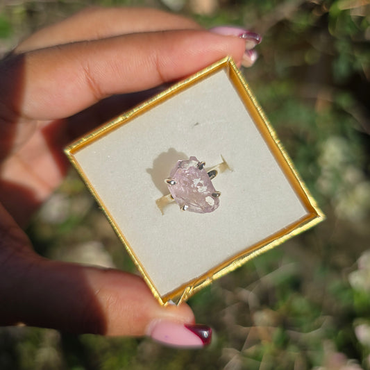 Raw Kunzite Ring - Size 6