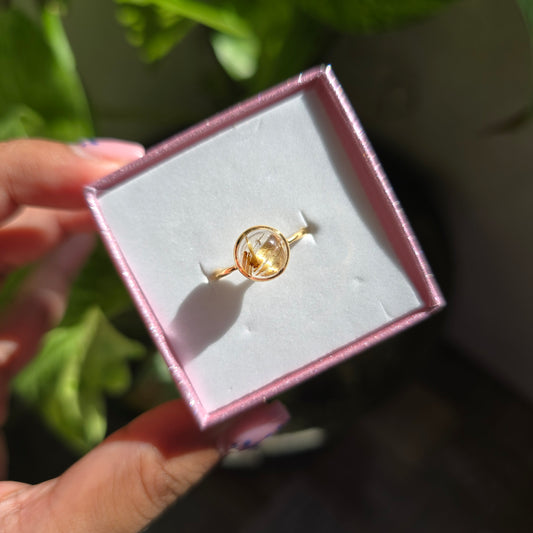Gold Vermeil Rutile Quartz Ring - Size 7.5
