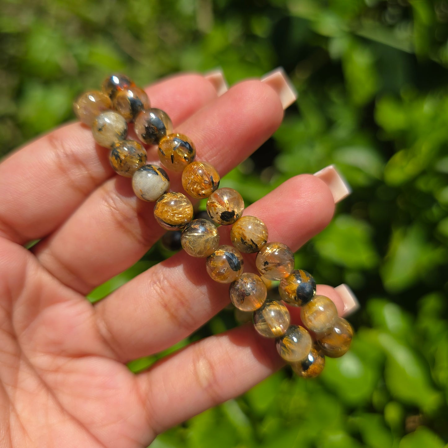 Golden Rutile with Hematite Gemstone Bracelet