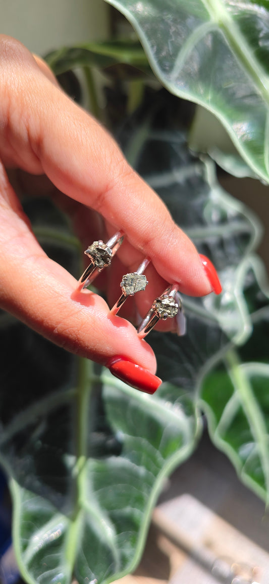 Dainty Raw Pyrite Ring
