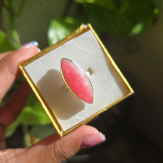 Jelly Rhodochrosite Ring - Size 6
