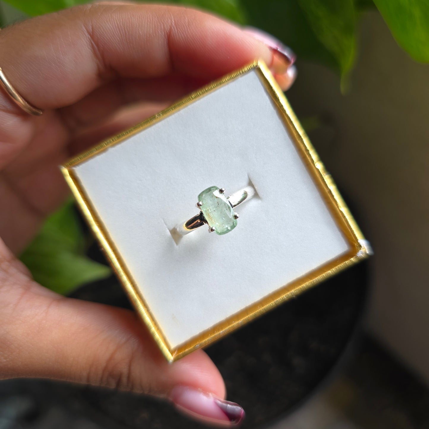 Mint Kyanite Gemstone Ring - Size 6