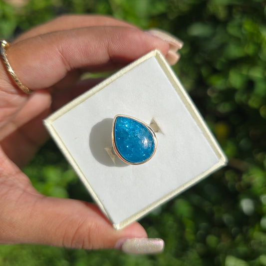 Blue Apatite Gemstone Ring - Size 8