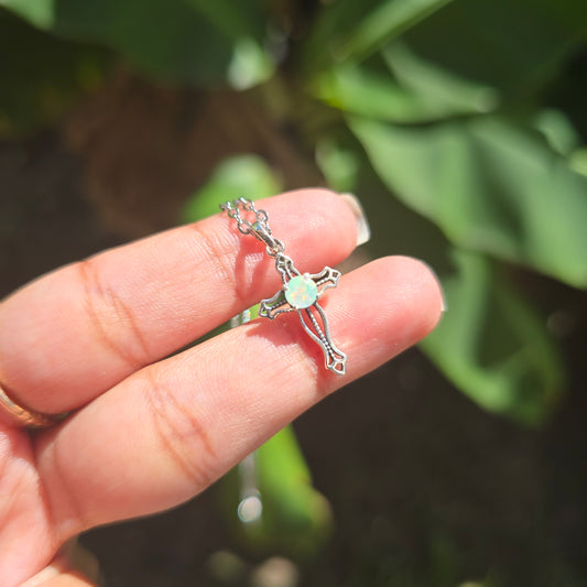 Ethiopian Opal Cross Pendant