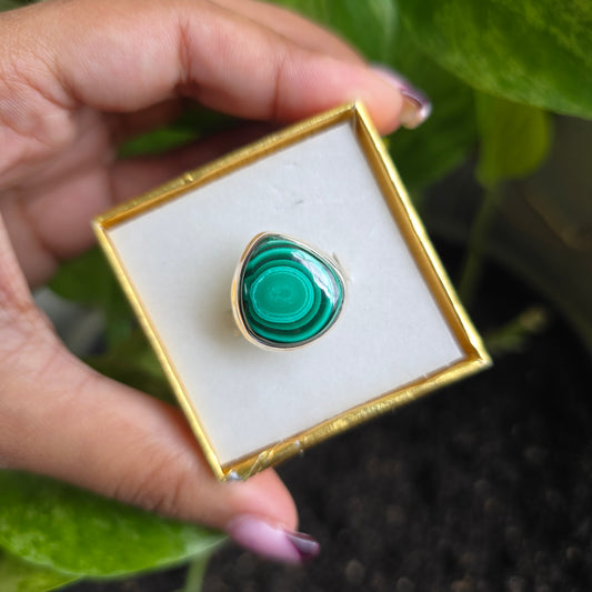 Malachite Gemstone Ring - Size 7