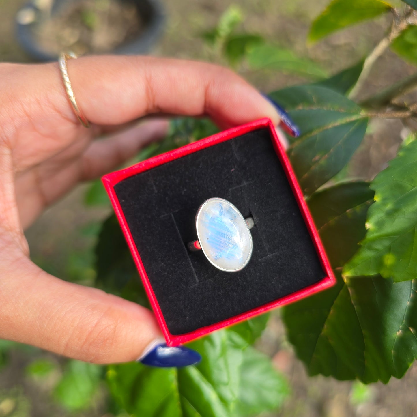 Rainbow Moonstone Ring - Size 7