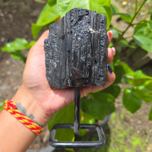 Black Tourmaline on Metal Stand No 1