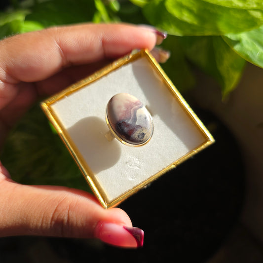 Porcelain Jasper Gemstone Ring - Size 7