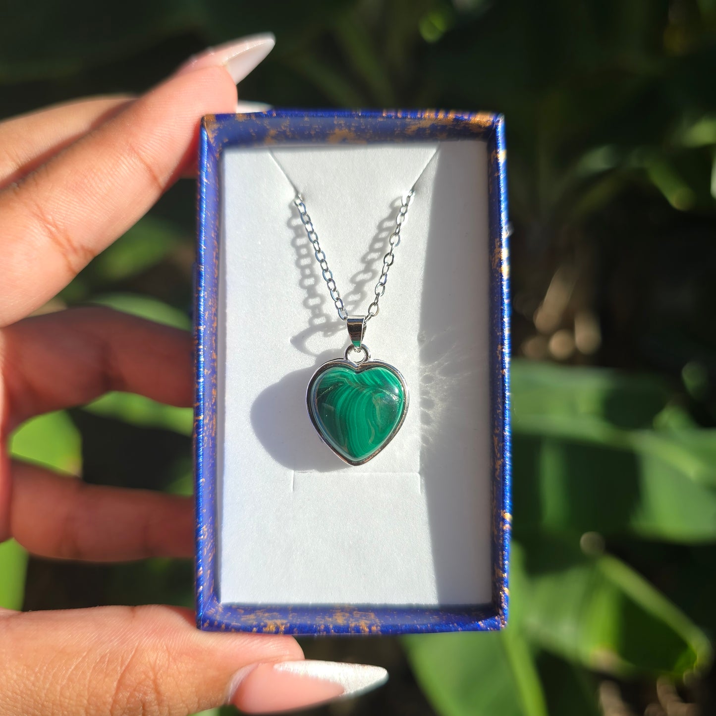 Silver Plated Malachite Necklace