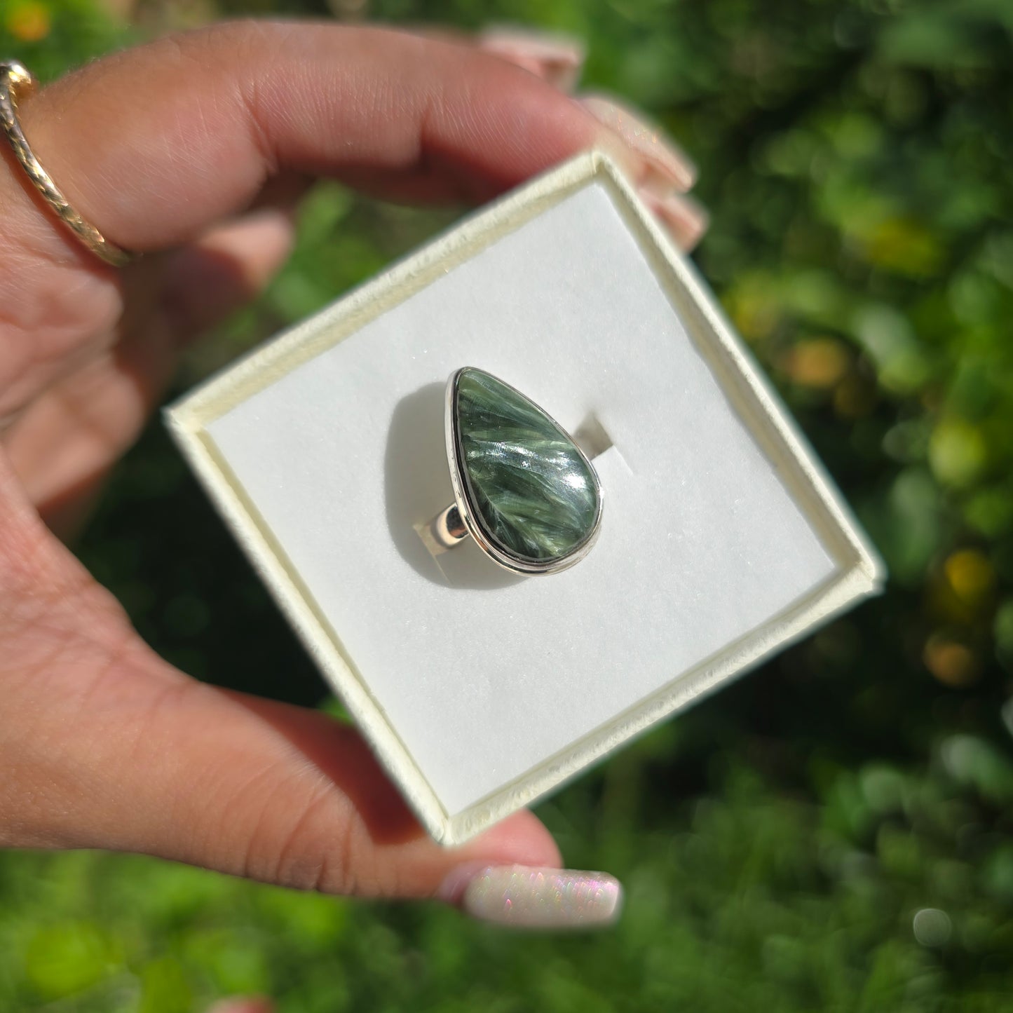 Seraphinite Gemstone Ring - Size 7.5