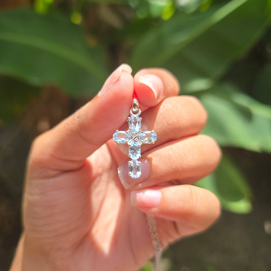 Aquamarine Cross Pendant