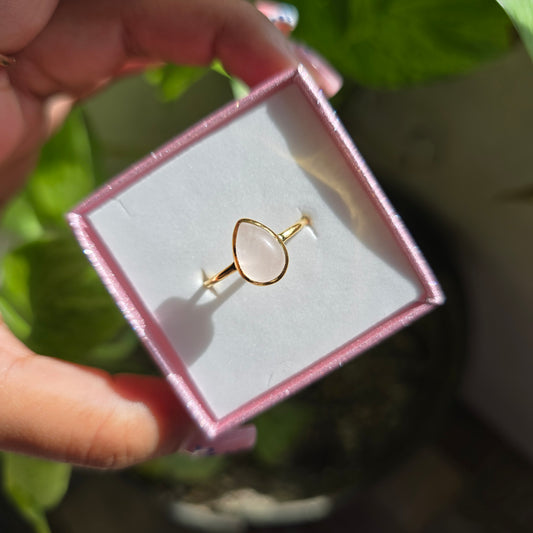 Gold Vermeil Rose Quartz Ring - Size 9