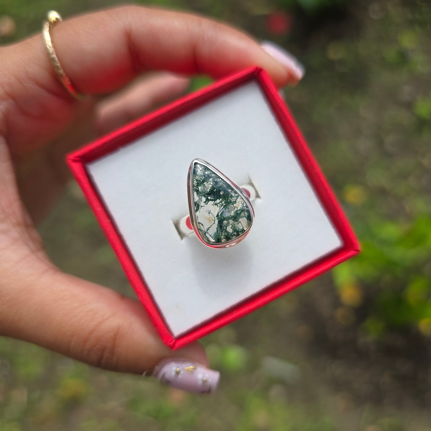 Moss Agate Ring - Size 6