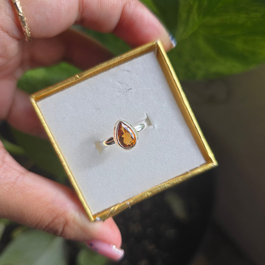 Whiskey Citrine Ring - Size 7