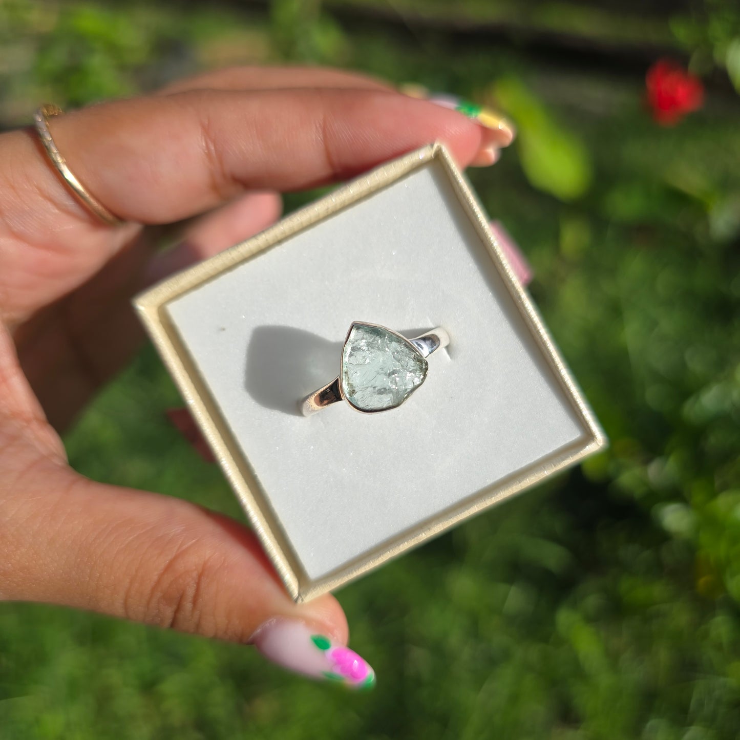 Raw Aquamarine Ring - Size 10.5