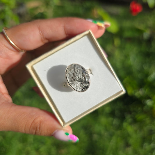 Tourmaline in Quartz Ring - Size 6.5