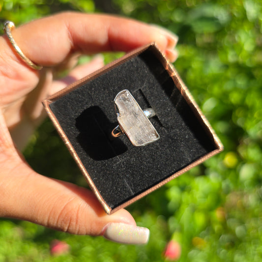 Raw Kunzite Ring - Size 6.5