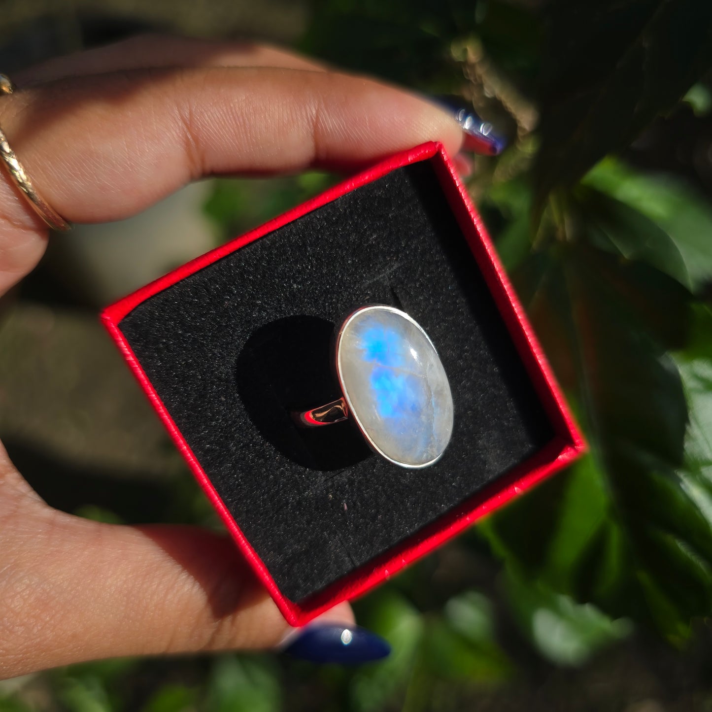 Rainbow Moonstone Ring - Size 9