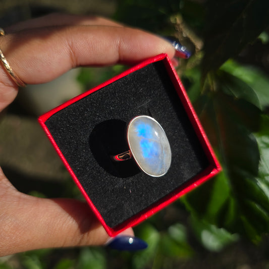 Rainbow Moonstone Ring - Size 9
