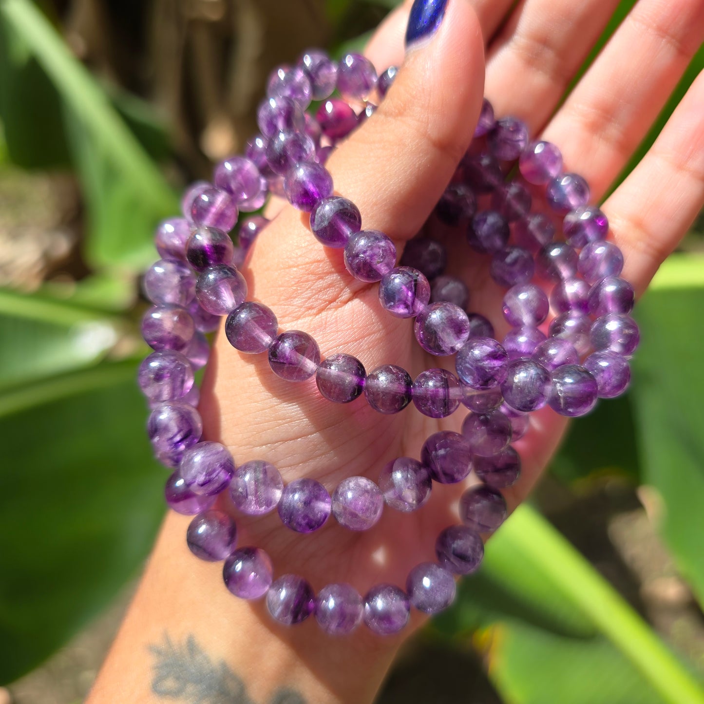 Purple Fluorite Gemstone Bracelet