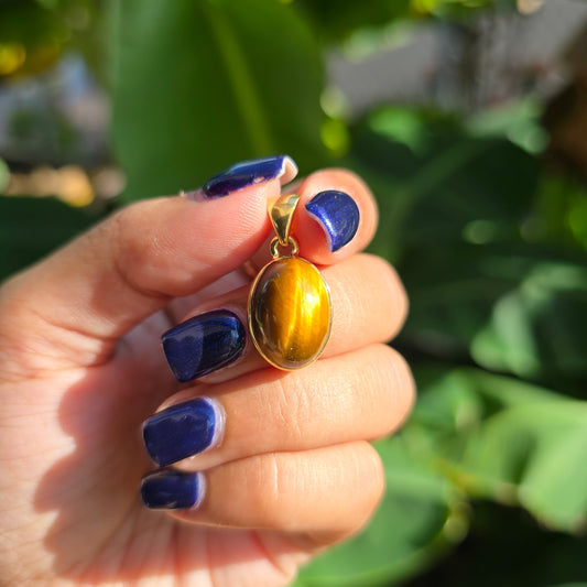 Gold Vermeil Tiger's Eye Pendant